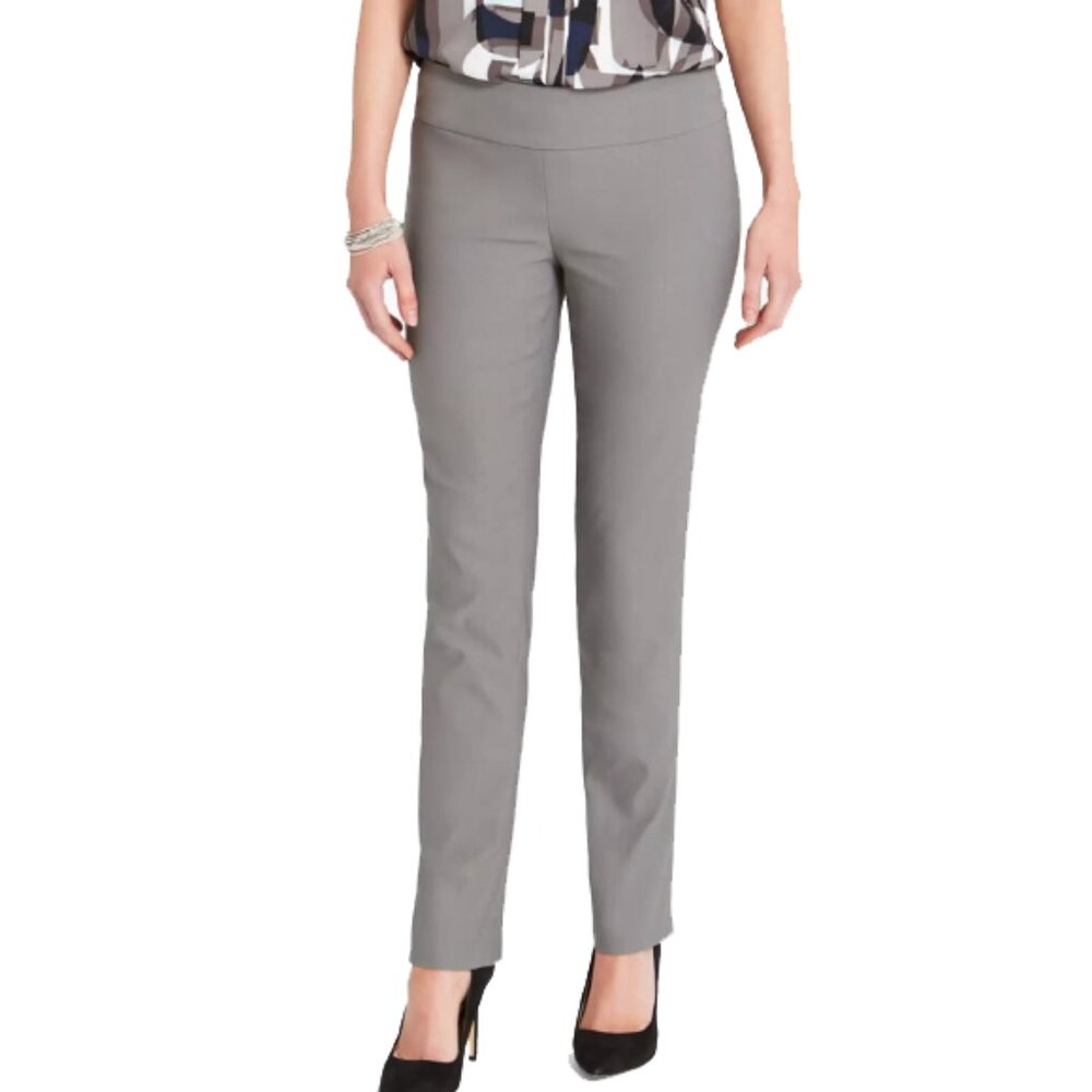 NIC+Zoe Wonder Stretch Straight Leg Pull On Pants Grey Tarnish Size 10